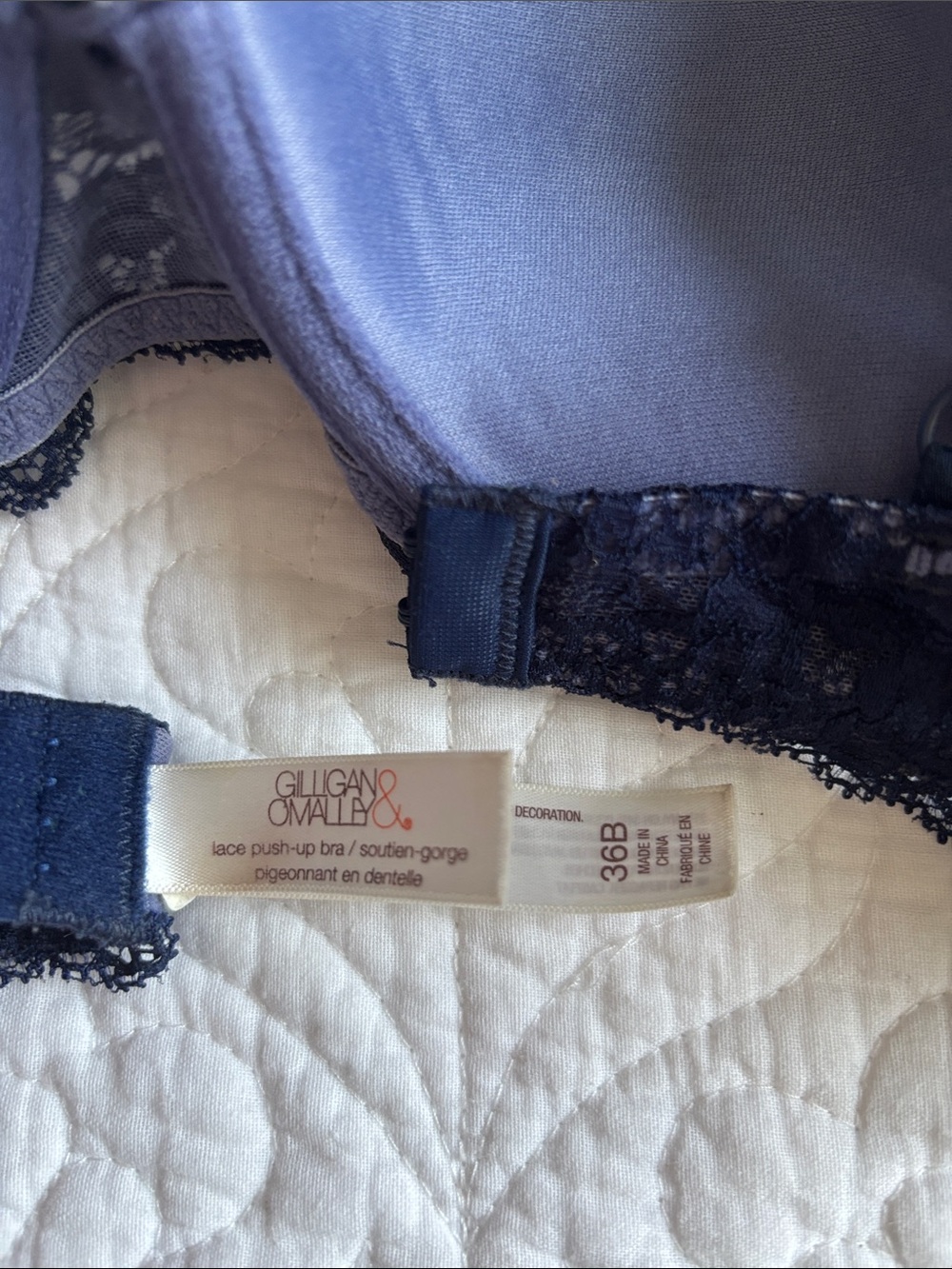 Gilligan & O'Malley Lace Bra 38B Navy - Picture 3 of 4